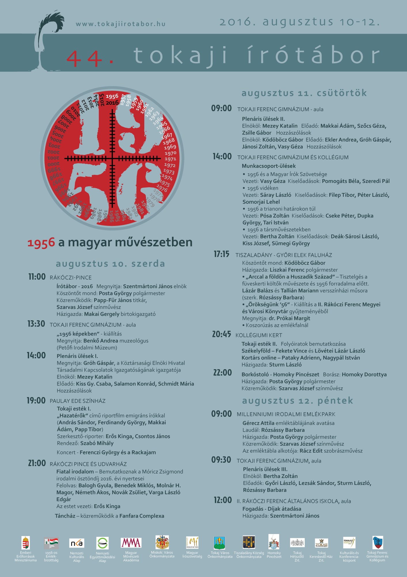 44. Tokaji Írótábor Részletes Programok